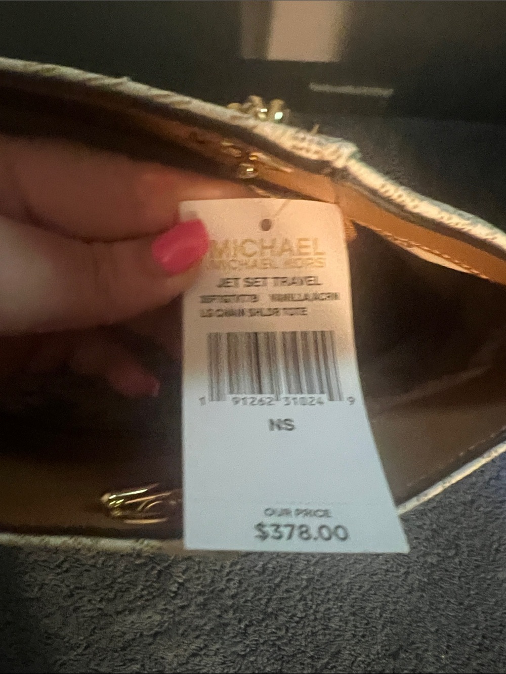 Michael Kors Cream and Tan MK Logo Chain-Handle Tote NEVER USED - Picture 5 of 5